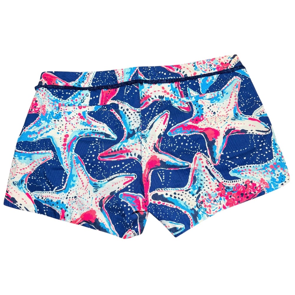 Lilly Pulitzer Adie Shorts Blue Starfish Print Cotton Womens Sz 6 Beach Tropical